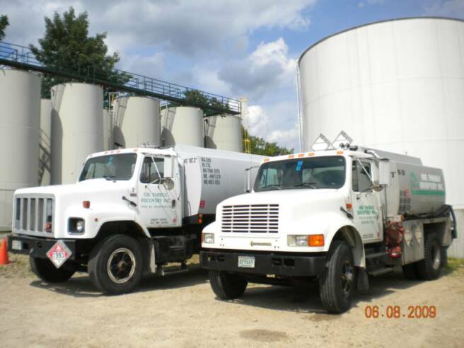 Used oil collection trucks at our oil storage facilty